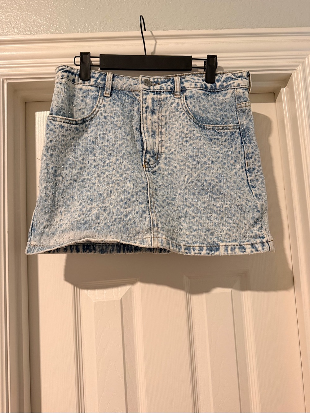 Steve Madden Light Blue Acid-Wash Denim Mini Skirt